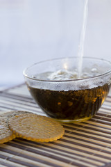 Hoat tea at evening with cookies