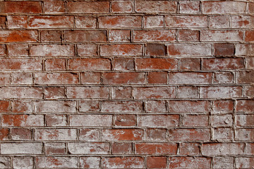 Red old worn brick wall texture background