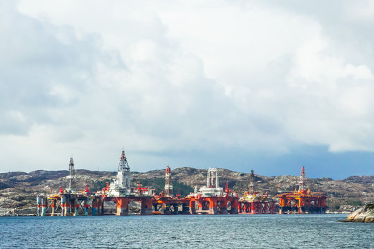 Oil platforms. Mongstad, Norway.