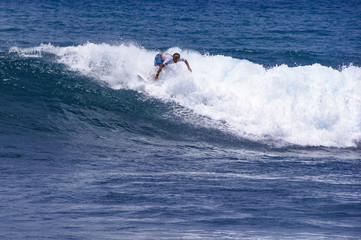 Man surfs on the waves