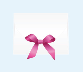 Envelope with Shiny Pink Satin Bow.  
