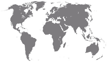Fototapeta na wymiar gray world map silhouette