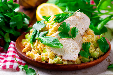Chicken and Couscous Salad with Herbs.