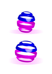 Kugel, Logo pink und blau in 3D