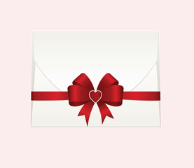 Envelope with Shiny Red Satin Bow. 