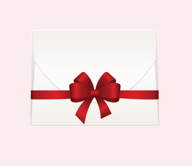 Envelope with Clean Card and Red Bow Ribbon. 