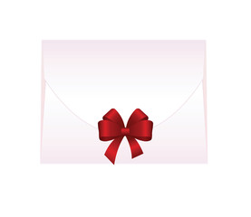 Envelope with Clean Card and Red Bow Ribbon. 