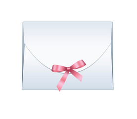 Envelope with Shiny Pink Satin Bow.  Has space for text.