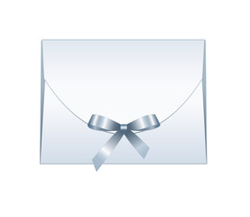 Envelope with Shiny Blue Satin Bow.  Has space for text.