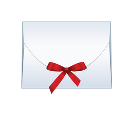 Envelope with Shiny Red Satin Bow.  Has space for text.