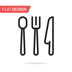 Spoon, fork and knife line icon. Vector