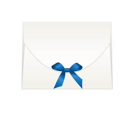 Envelope with Shiny Blue Satin Bow.  