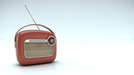 Vintage radio on white background.