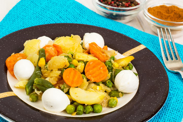 Vegetable saute with mozzarella