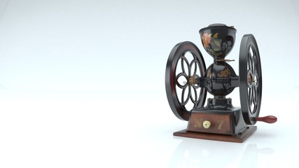 Obraz premium Black vintage grinder on white background.