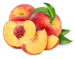 Naklejka na ściany i meble peach fruits isolated