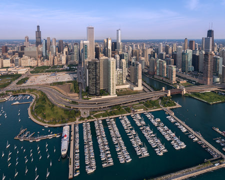 DuSable Harbor Chicago Aerial