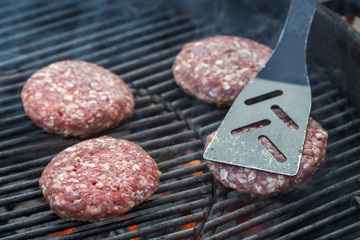 hamburgers on grill