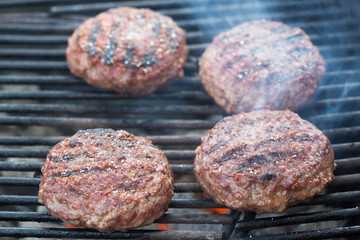 hamburgers on grill