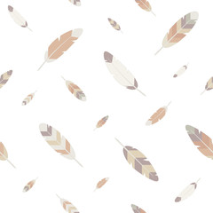 Seamless pattern with colorful feathers. Great for wrapping paper, posters, backgrounds for the site.