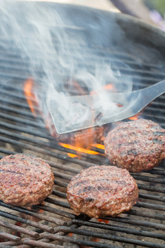 hamburgers on the grill