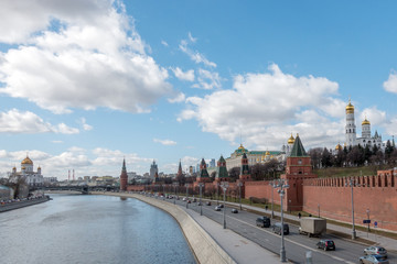 Fototapeta na wymiar Moscow Kremlin and embankment of Moskva river.