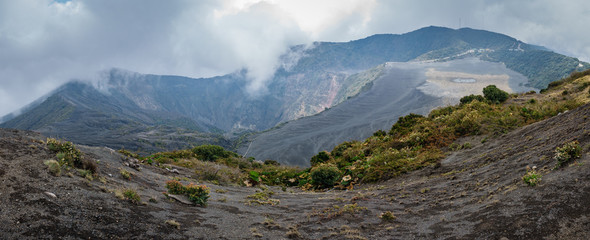irazu volcano crater in Costa Rica , top view