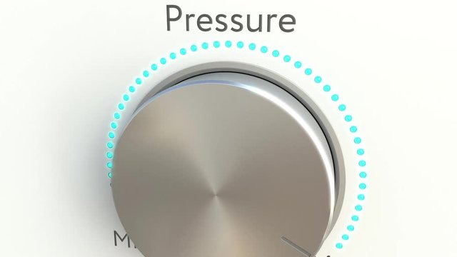 Rotating knob with pressure inscription. Conceptual 4K clip