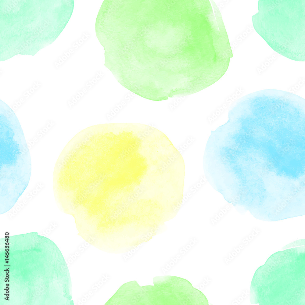 Poster seamless vector pattern with hand drawn watercolor circles. naive background with spots. vector seam