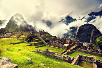 View of the ancient Inca City of Machu Picchu. The 15-th century Inca site.'Lost city of the...