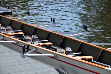 Rowing boat on a pier
