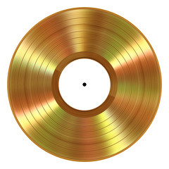 Realistic Gold Vinyl Record On White Background