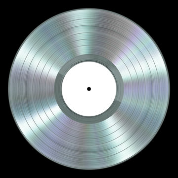 Realistic Platinum Vinyl Record On Black Background