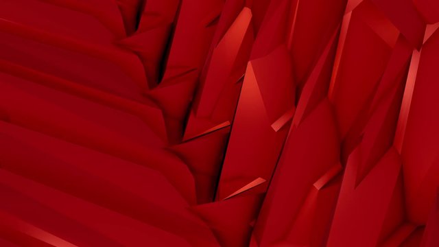 Perfectly seamless (no fade) loop features a complex red animation pattern, perhaps resembling machinery parts, rotating and twisting.