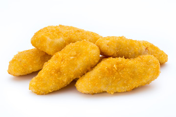 Nugget chiken on the white background.