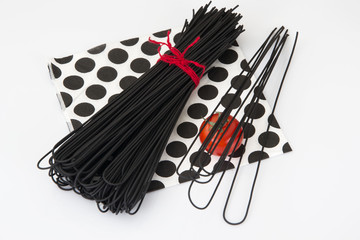 Black spaghetti with cuttlefish ink for seafood