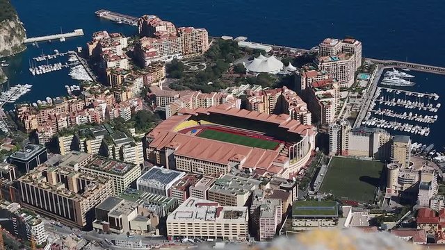 Aerial View Of The Stade Louis II And Different Districts Of Monaco (Monaco-Ville, Fontvieille…) - HD Video
