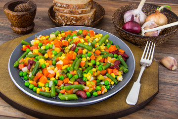 Mix of roasted vegetables in pan