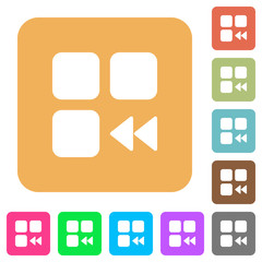 Component fast backward rounded square flat icons
