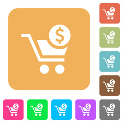 Checkout with Dollar cart rounded square flat icons