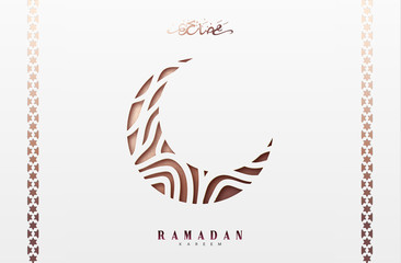 Naklejka premium Month Ramadan greeting card with arabic calligraphy Ramadan Kareem. Islamic background half a month.