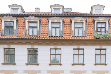 Obraz premium House wall with windows in Riga