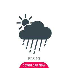 Cloud sun raining icon, vector