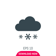 Snowing cloud icon, vector