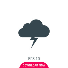 Weather, lightning cloud icon, vector