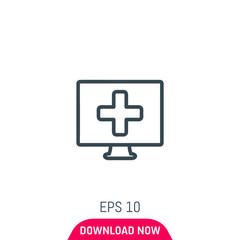 Medical computer icon, vector