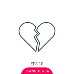 Broken heart icon, vector