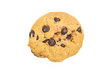 freshly baked chocolate chip cookies on rustic wooden table