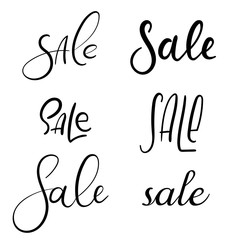 Sale. Set of handwritten inscriptions. Vector hand lettering text. Calligraphy