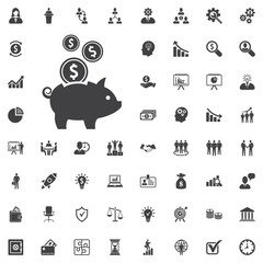 vector piggy money bank icon. flat design black pictogram